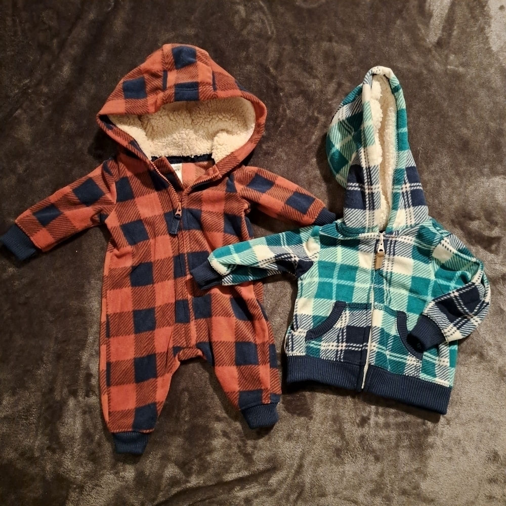 Carter's plaid fleece 2 piece NB NWOT
